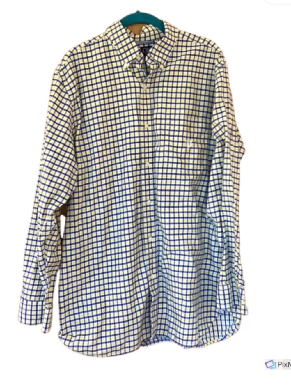 Chaps Mens Blue, Yellow and White Check Shirt, L